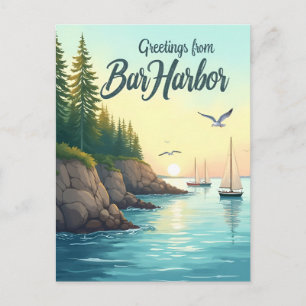 Bar Harbor, Maine Acadia Coastlines Vintage Postcard