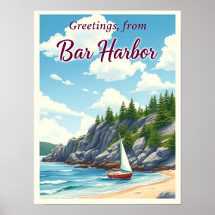 Bar Harbor, Maine – Acadia Coastlines Vintage Poster