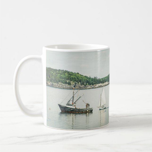 Bar Harbor Maine Boats Coffee Mug (Left)