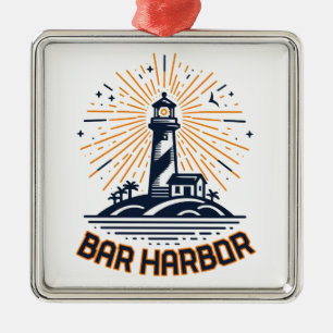Bar Harbor Maine Lighthouse Sunrise Metal Tree Decoration