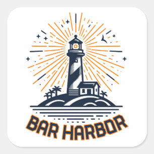 Bar Harbor Maine Lighthouse Sunrise Square Sticker