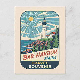 Bar Harbor, Maine Retro Lighthouse 1950s Postcard