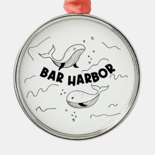 Bar Harbor Maine Whales Metal Tree Decoration