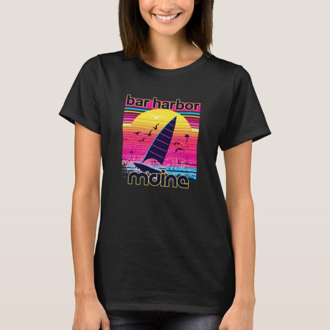 Bar Harbor Retro 80s Style Souvenir Beach T-Shirt (Front)