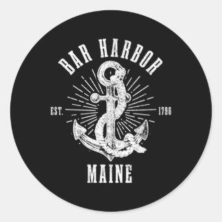 Bar Harbour Est 1796 Maine Anchor Nautical Classic Round Sticker