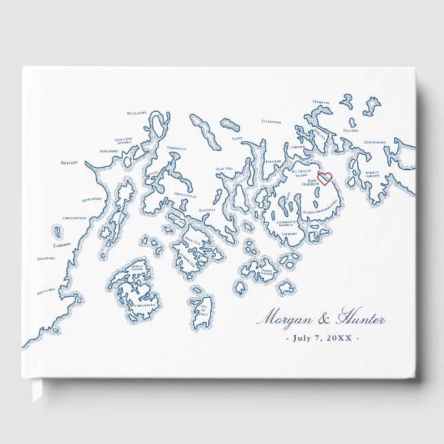 Bar Harbour Guest Book - Penobscot Bay Maine Map (Front)