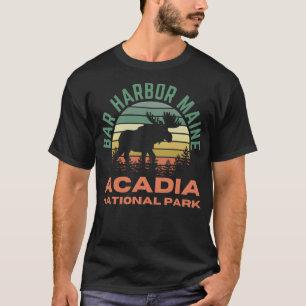 Bar Harbour Maine Acadia National Park Moose Retro T-Shirt