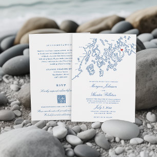 Bar Harbour Maine All-in-One QR code RSVP Wedding Invitation