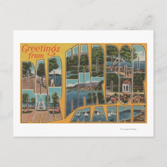 Bar Harbour, Maine - Large Letter Scenes Postcard (Front)