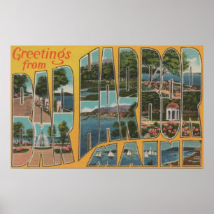 Bar Harbour, Maine - Large Letter Scenes Poster