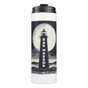Bar Harbour Maine Lighthouse Moon Thermal Tumbler
