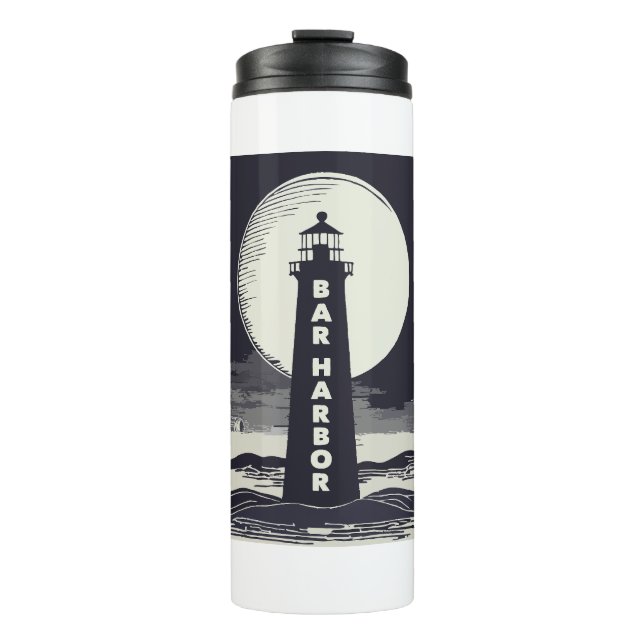 Bar Harbour Maine Lighthouse Moon Thermal Tumbler (Front)