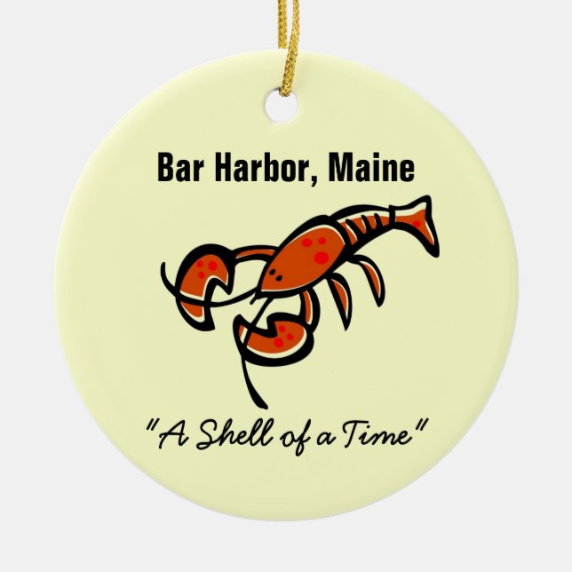 Bar Harbour, Maine Lobster Ceramic Tree Decoration (Front)
