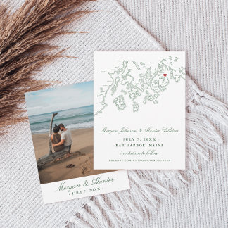 Bar Harbour Maine Map Hunter Green Save The Date