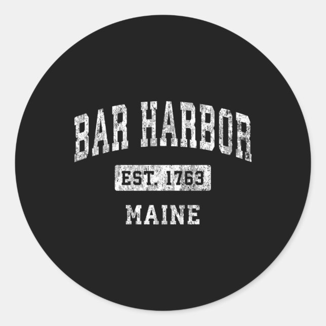 Bar Harbour Maine Me Established Sports Classic Round Sticker (Front)