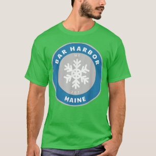 Bar Harbour Maine ME Winter Snow Snowflake Badge S T-Shirt