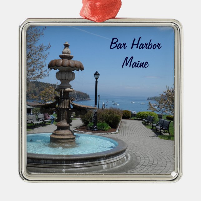 Bar Harbour, Maine Metal Tree Decoration (Front)