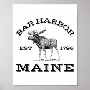 Bar Harbour Maine Moose Hiking Outdoors Acadia Nat Poster