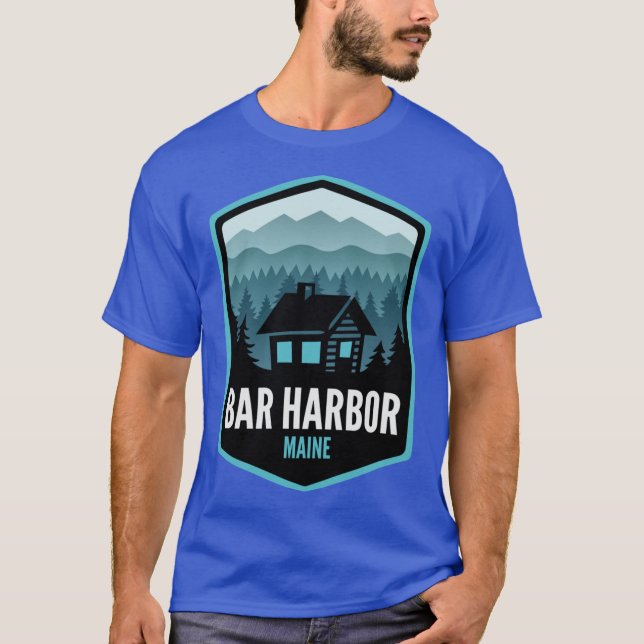Bar Harbour Maine Mountain Town Cabin T-Shirt (Front)