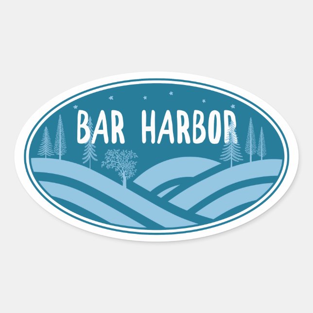 Bar Harbour Maine Outdoors Oval Sticker (Front)