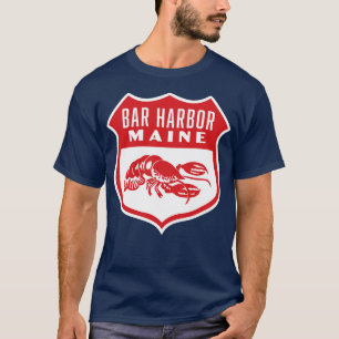 Bar Harbour Maine Retro  Shield Red T-Shirt