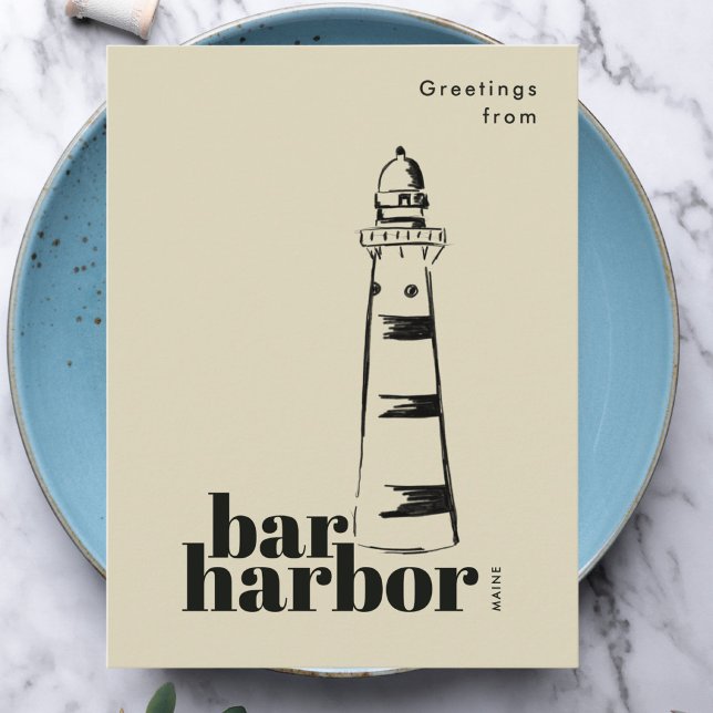 Bar Harbour Maine scribbled lighthouse  Postcard (Creator Uploaded)