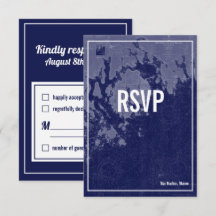 Bar Harbour Maine Vintage Map Wedding RSVP Card