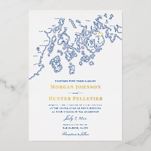Bar Harbour Maine Wedding Elegant Navy and Gold