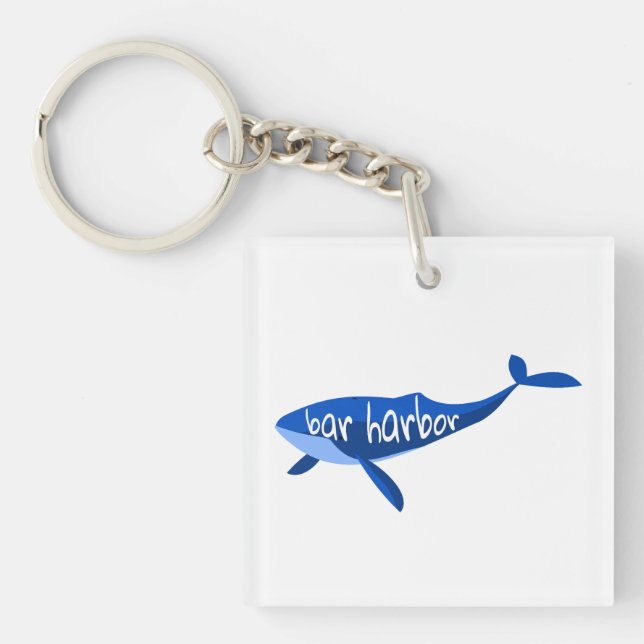 Bar Harbour Maine Whale Key Ring (Front)