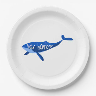 Bar Harbour Maine Whale Paper Plate