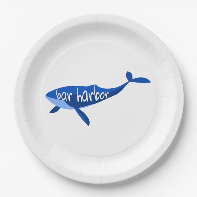 Bar Harbour Maine Whale Paper Plate (Front)