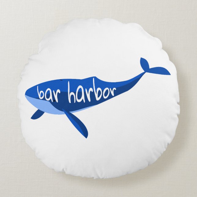 Bar Harbour Maine Whale Round Cushion (Front)