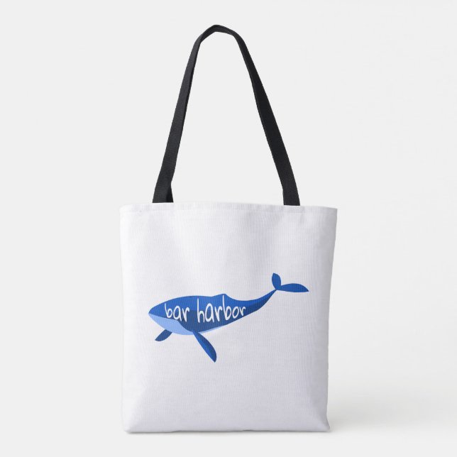 Bar Harbour Maine Whale Tote Bag (Back)