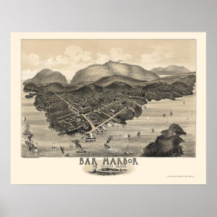 Bar Harbour, ME Panoramic Map - 1886 Poster
