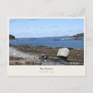 Bar Harbour Rocky Shore and Sailboats Postcard