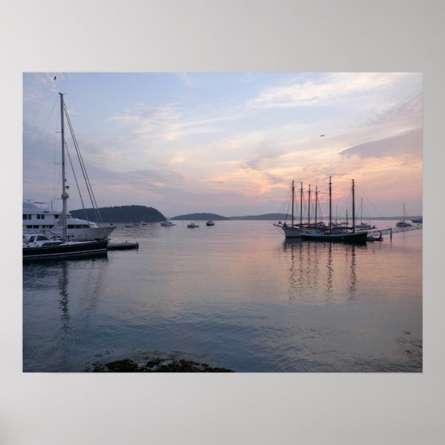 Bar Harbour Ships at Sunrise I Poster (Front)