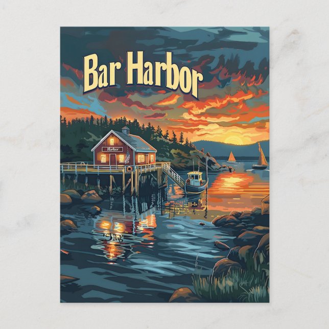 Bar Harbour Vintage Postcard (Front)