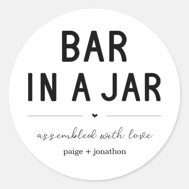Bar in a Jar Gift Label Sticker (Front)