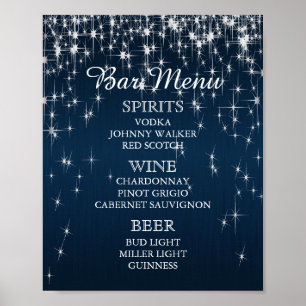 Bar Menu - Charming Star Struck Wedding Poster