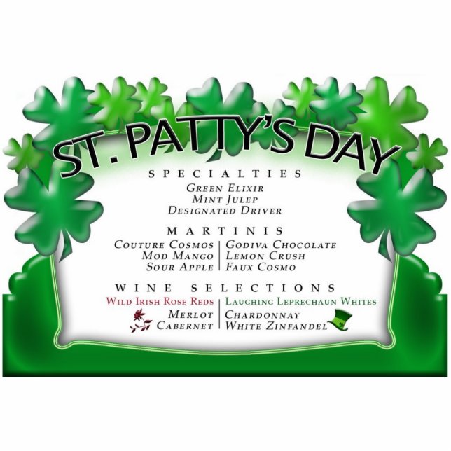 Bar Menu Display Standing Photo Sculpture (Front)