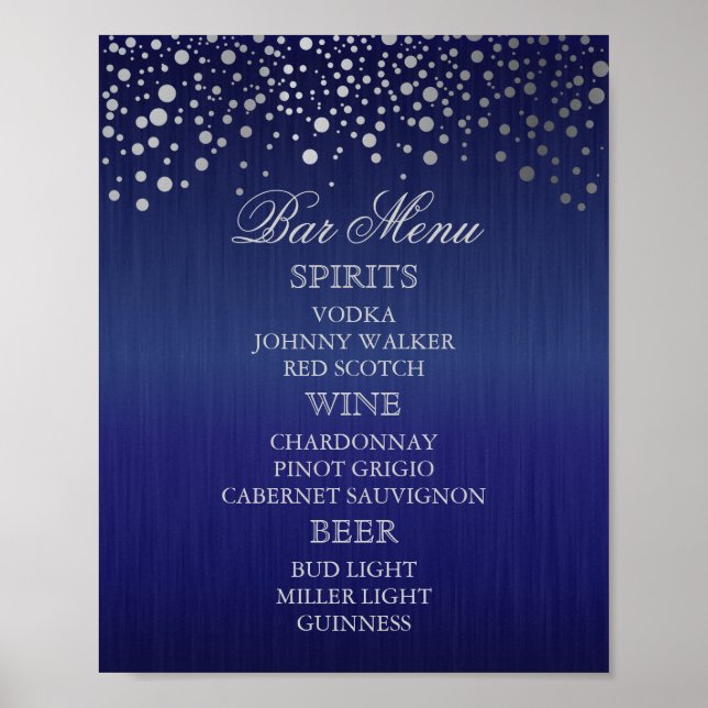 Bar Menu for A Wedding Poster (Front)