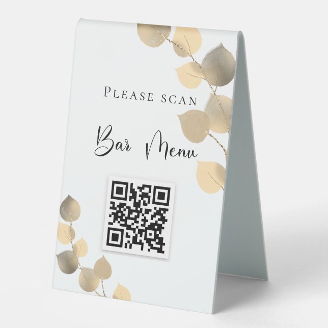 Bar menu QR code eucalyptus golden (Front)