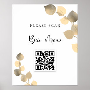 Bar menu QR code eucalyptus golden Poster