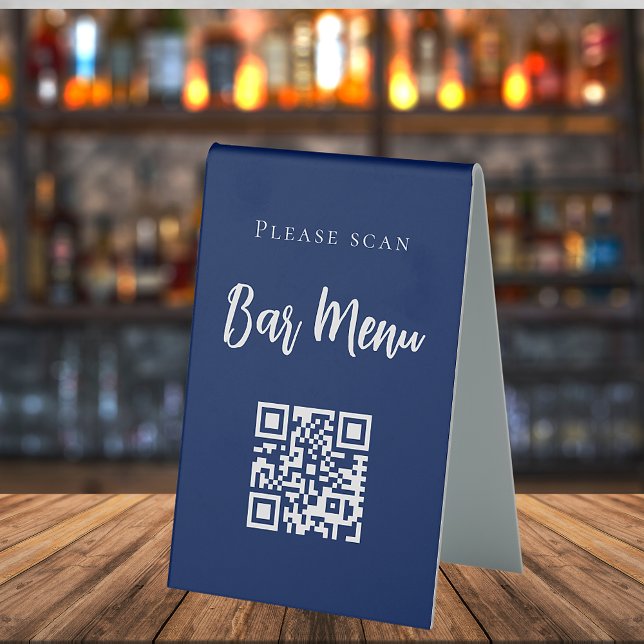 Bar menu QR code typography navy blue (Creator Uploaded)