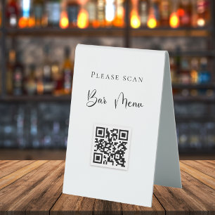 Bar menu QR code typography white