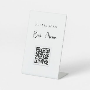 Bar menu QR code typography white Pedestal Sign