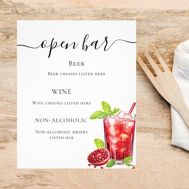 Bar menu red drink poster (Creator Uploaded)