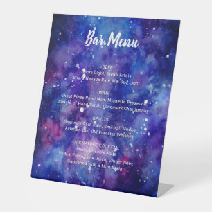 Bar Menu Watercolor Galaxy Starry Night Wedding Pedestal Sign