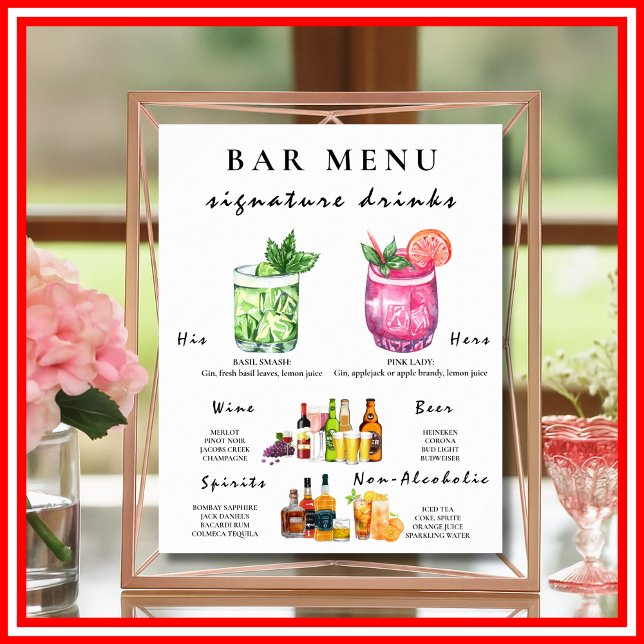 Bar Menu Wedding Calligraphy Elegant Drink Sign  (Creator Uploaded)