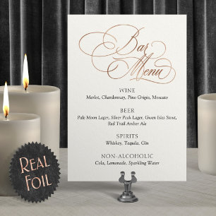 Bar Menu Wedding Foil Table Sign
